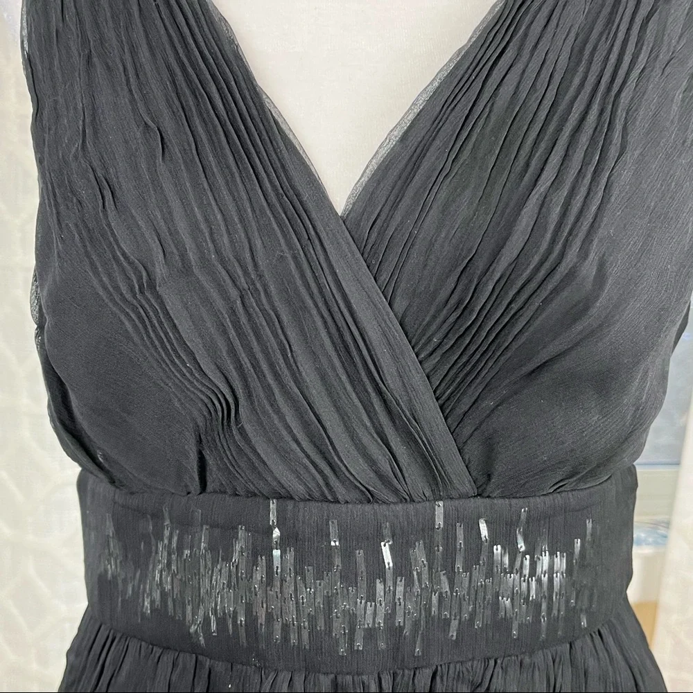 BCBGMaxAzria Black 100% Silk Bubble Skirt Cocktail Dress w/  Beaded Waist Sz 6 - Picture 12 of 17